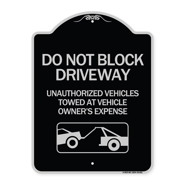 Do Not Block Driveway With Graphic Heavy-Gauge Aluminum Architectural Sign, 24" x 18", BS-1824-24182